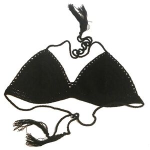 Crochet Black Bikini Top Size S
